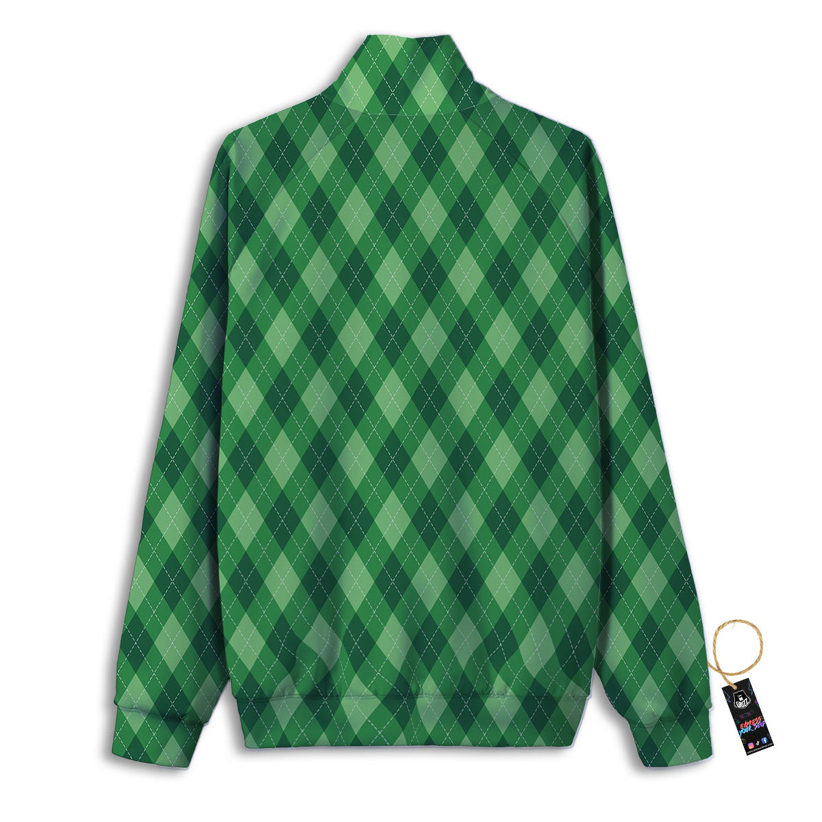 Argyle Forest Green Print Pattern Track Jacket-grizzshop