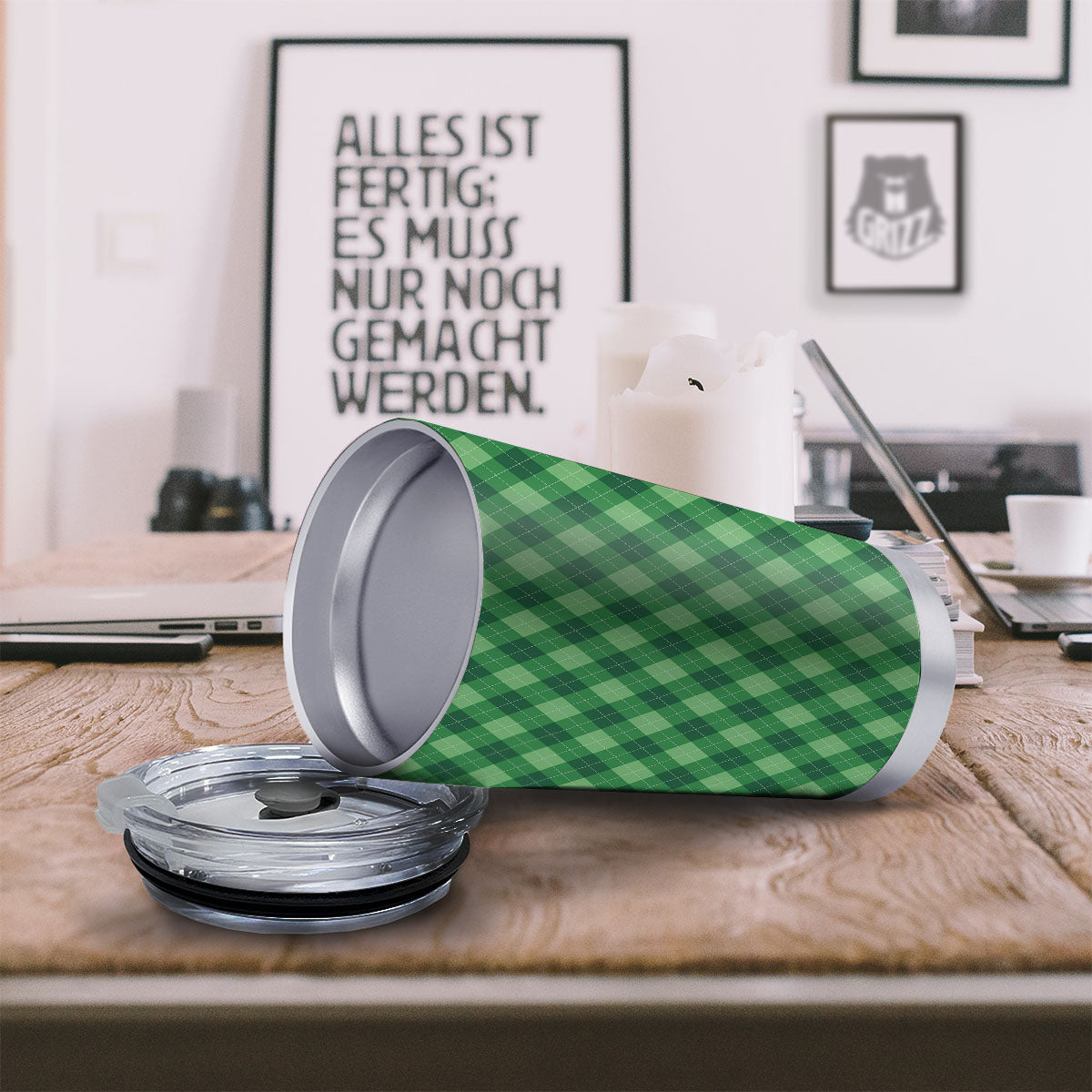 Argyle Forest Green Print Pattern Tumbler-grizzshop