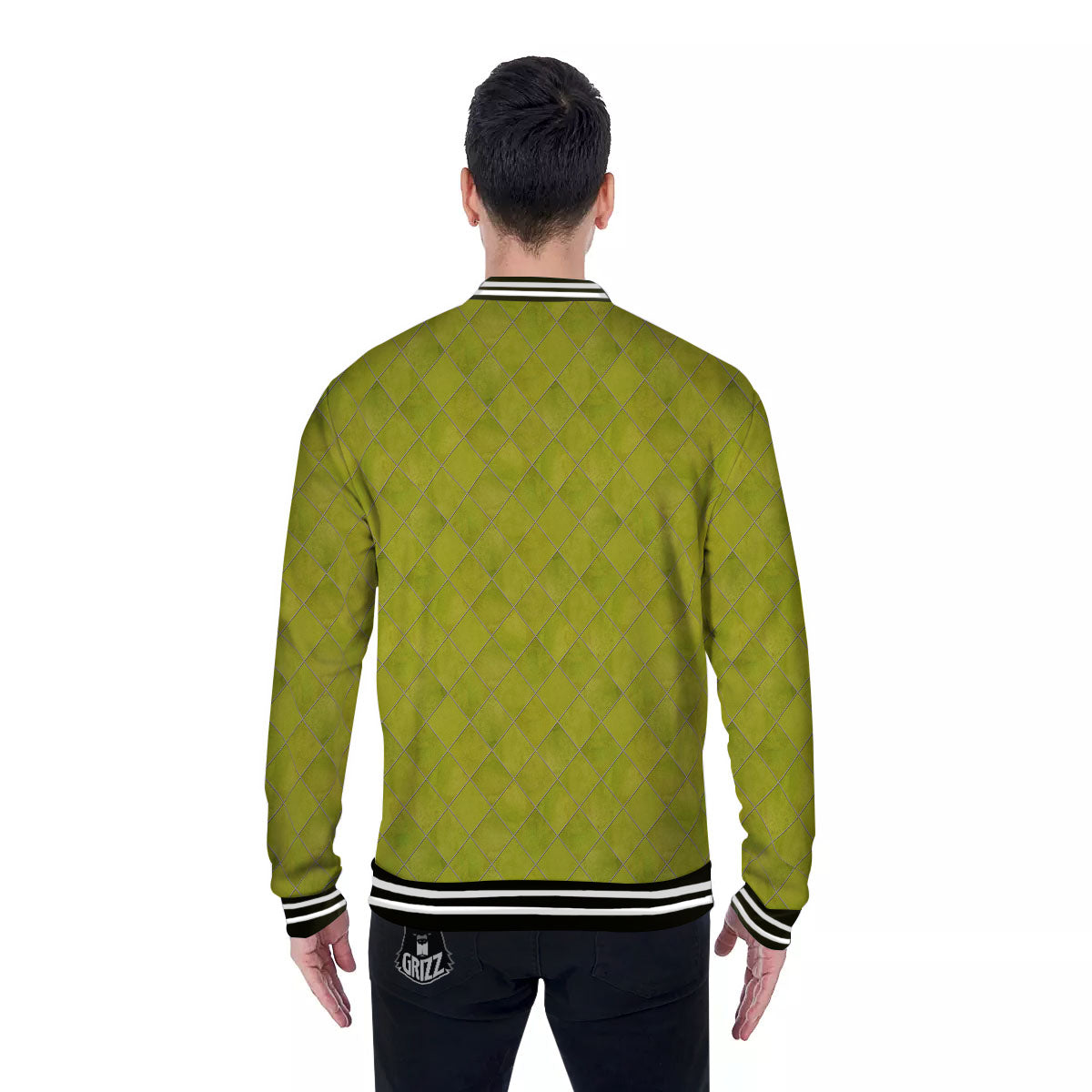 Argyle Grass Green Print Pattern Baseball Jacket-grizzshop