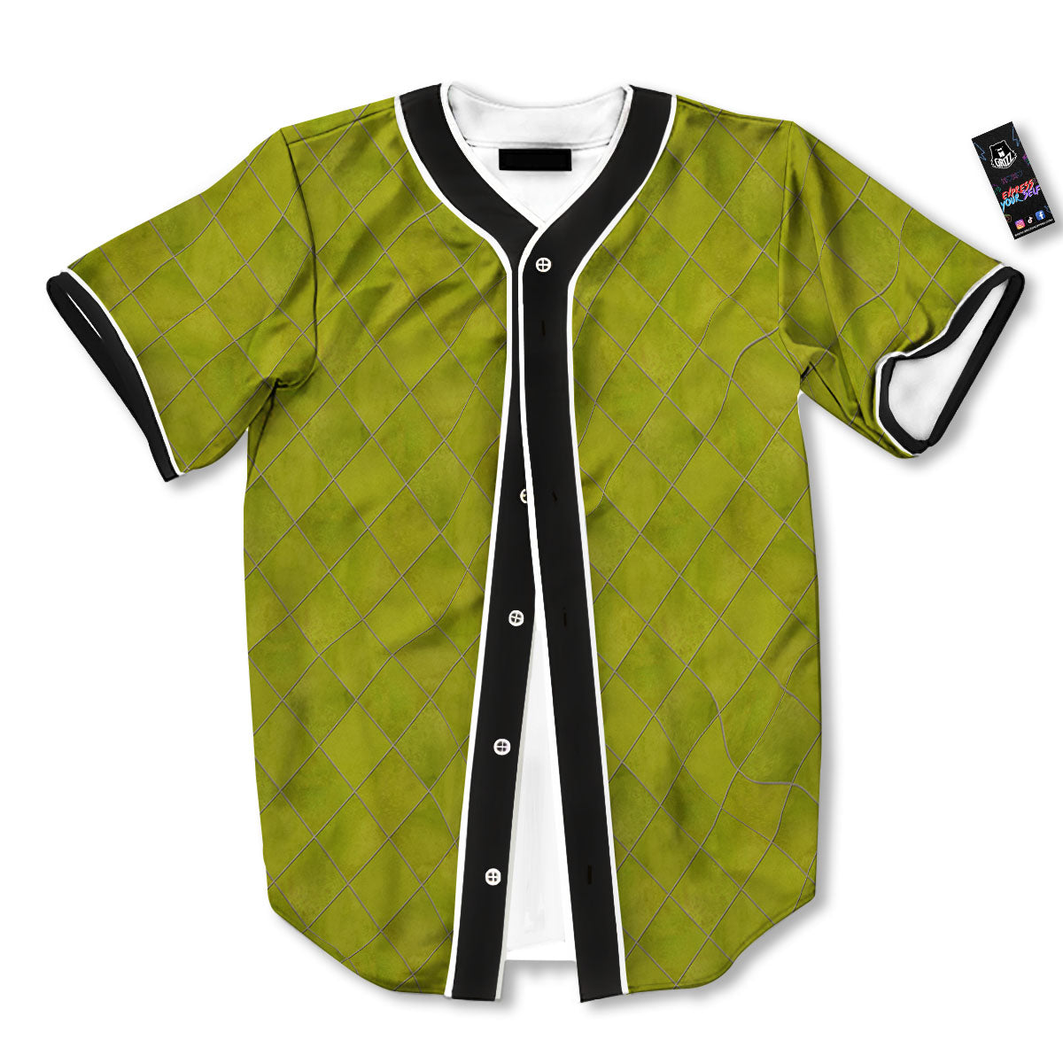Argyle Grass Green Print Pattern Baseball Jersey-grizzshop