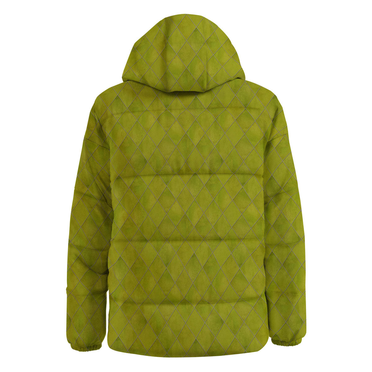 Argyle Grass Green Print Pattern Down Jacket-grizzshop