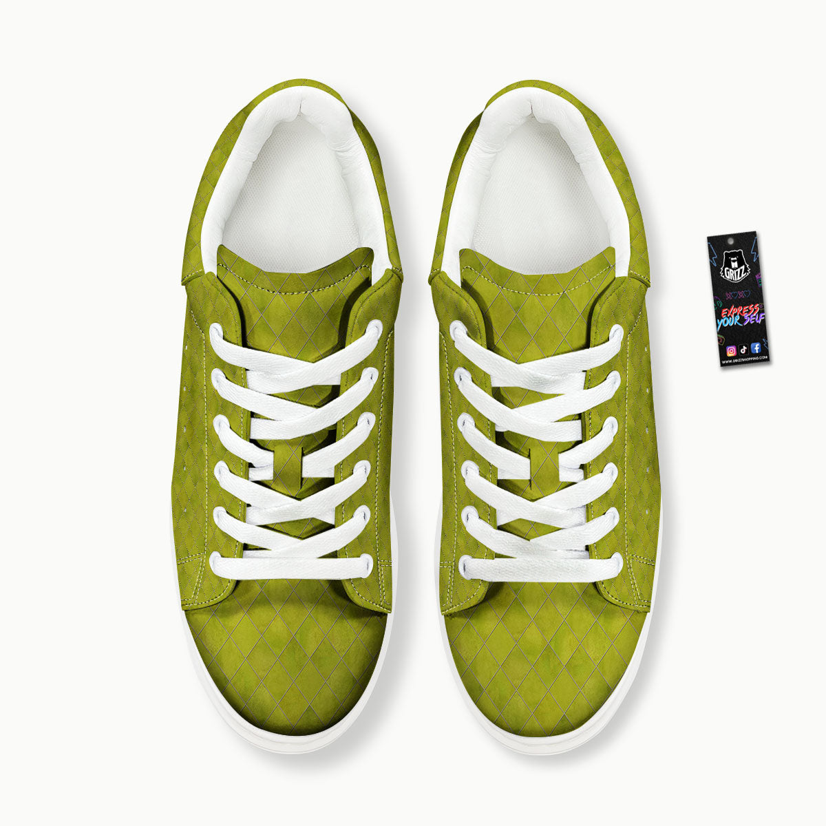 Argyle Grass Green Print Pattern Platform Shoes-grizzshop