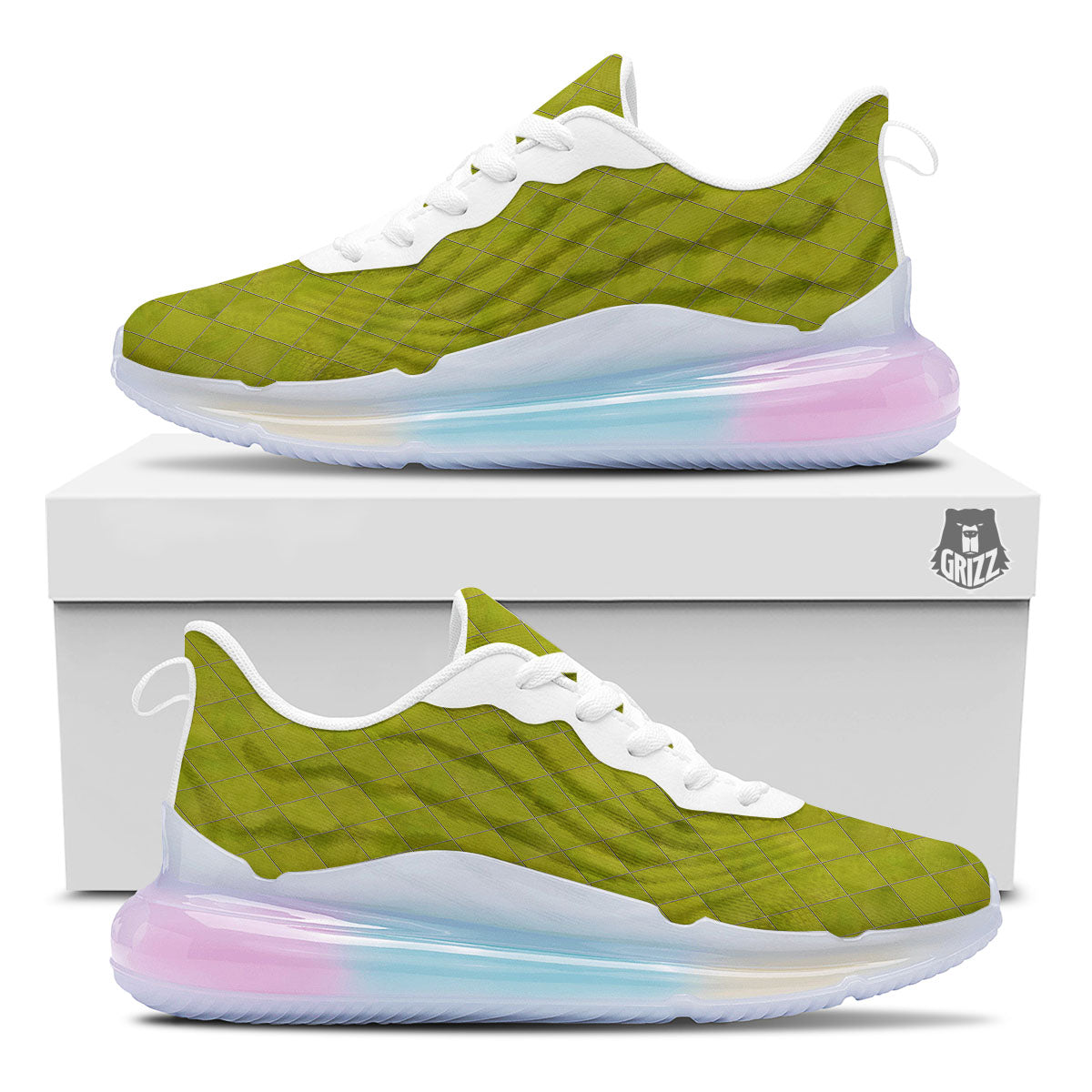 Argyle Grass Green Print Pattern Running Sneakers-grizzshop