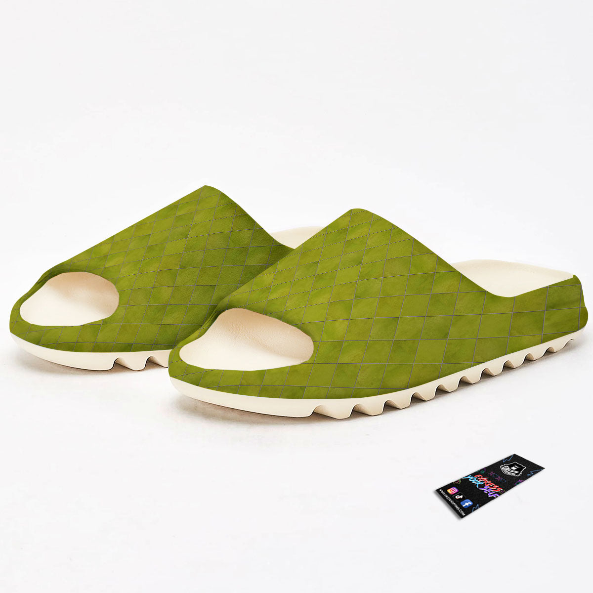 Argyle Grass Green Print Pattern Sandals-grizzshop