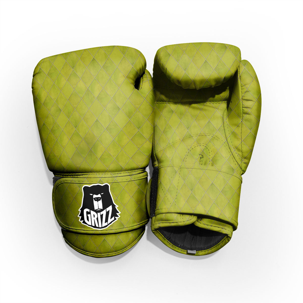Argyle Grass Green Print Pattern Sparring Gloves-grizzshop