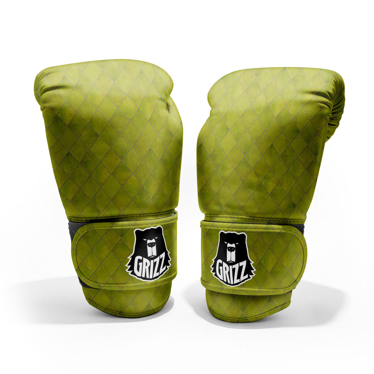 Argyle Grass Green Print Pattern Sparring Gloves-grizzshop