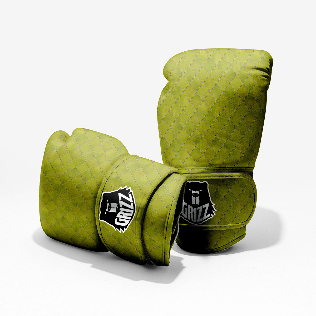 Argyle Grass Green Print Pattern Sparring Gloves-grizzshop