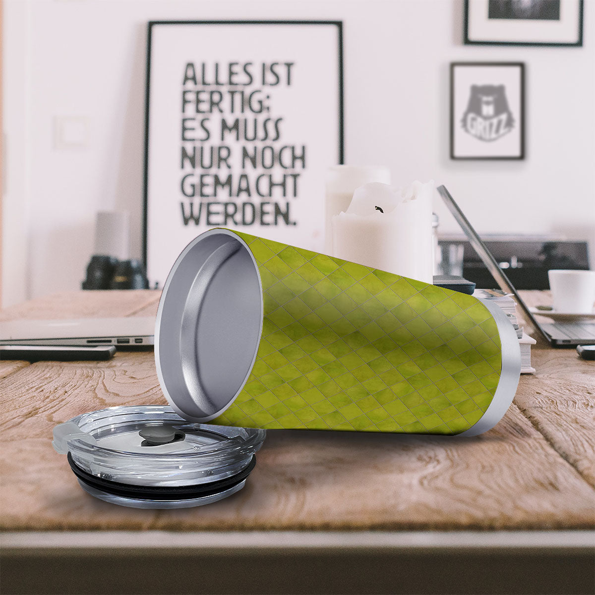 Argyle Grass Green Print Pattern Tumbler-grizzshop