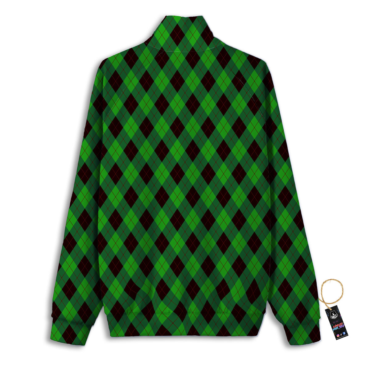 Argyle Green And Black Print Pattern Track Jacket-grizzshop