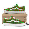 Argyle Green And Red Print Pattern Skate Shoes-grizzshop