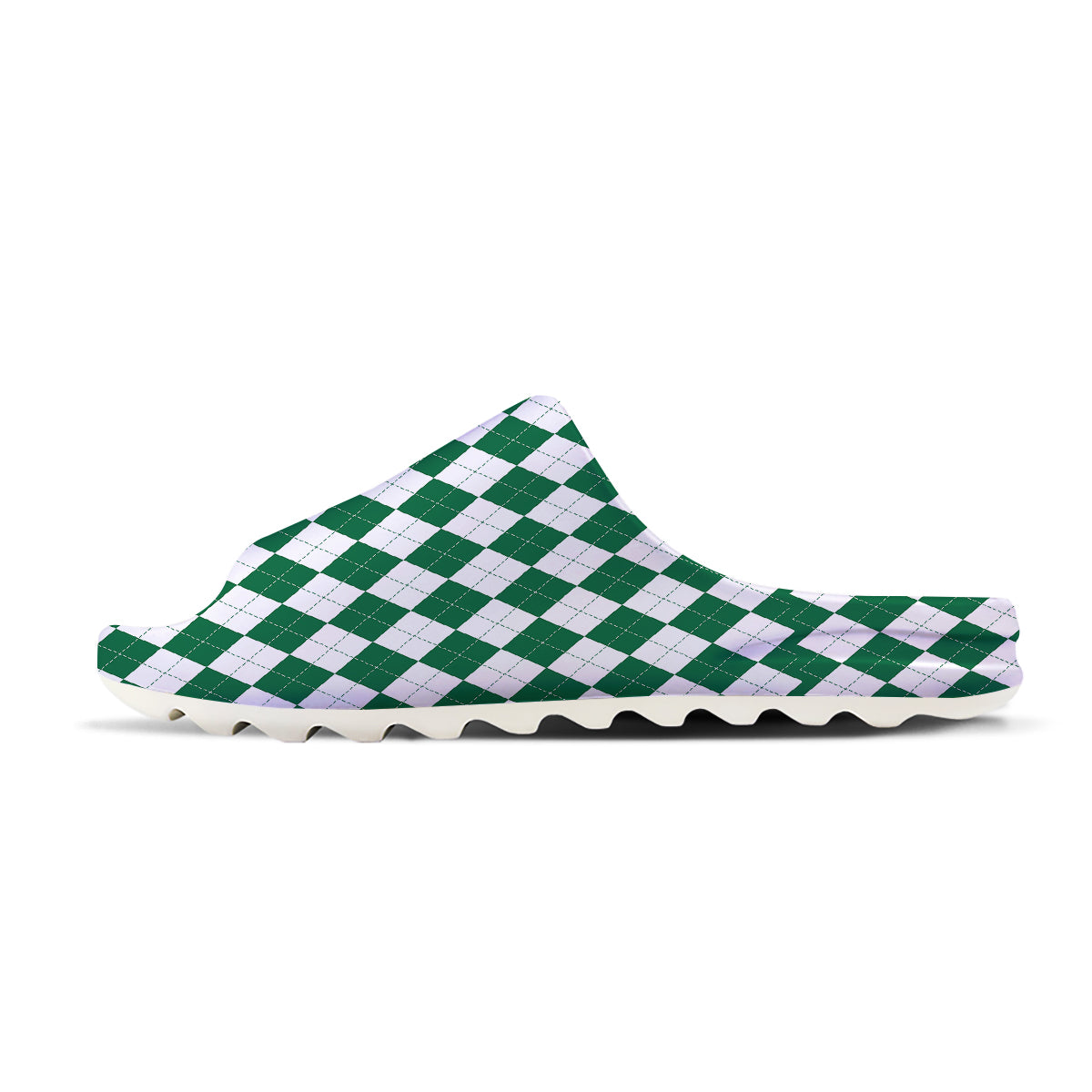 Argyle Green And White Print Pattern Sandals-grizzshop