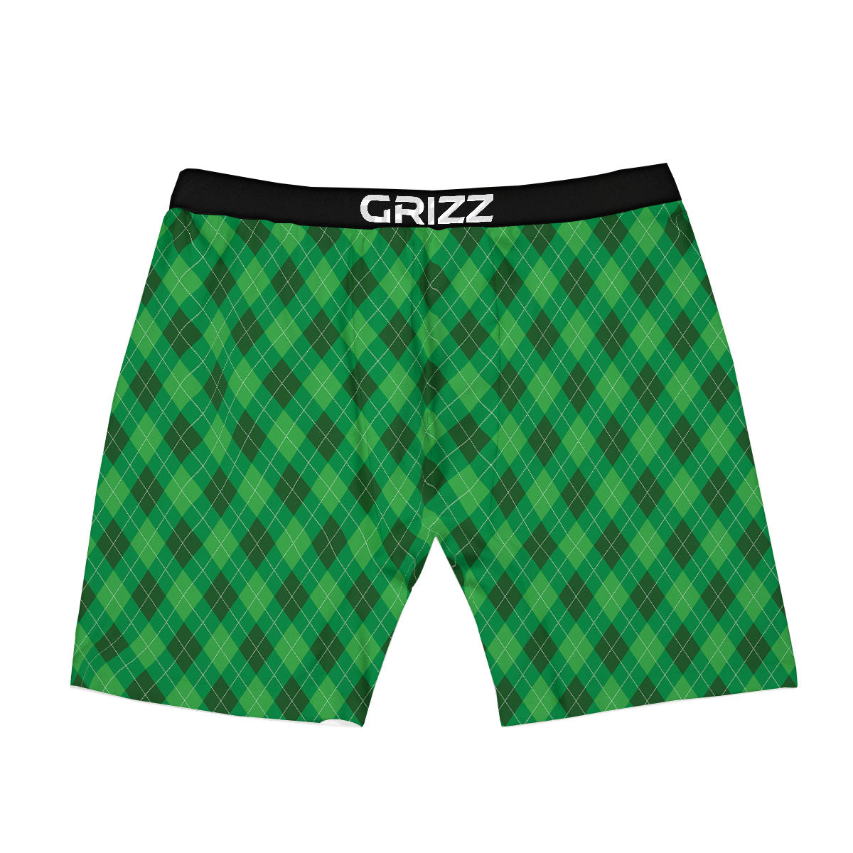 Argyle Green Print Pattern Boxer Briefs-grizzshop