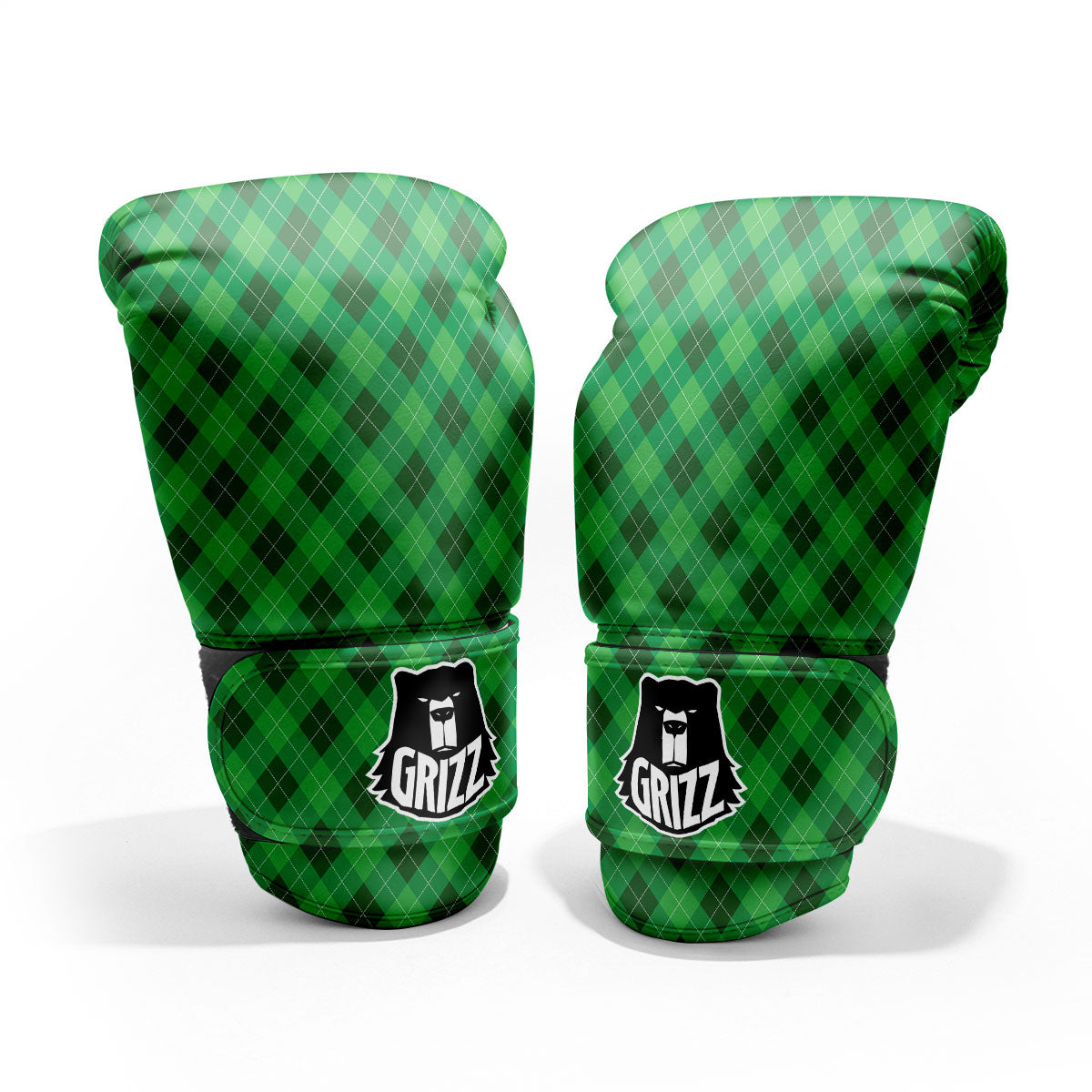 Argyle Green Print Pattern Sparring Gloves-grizzshop