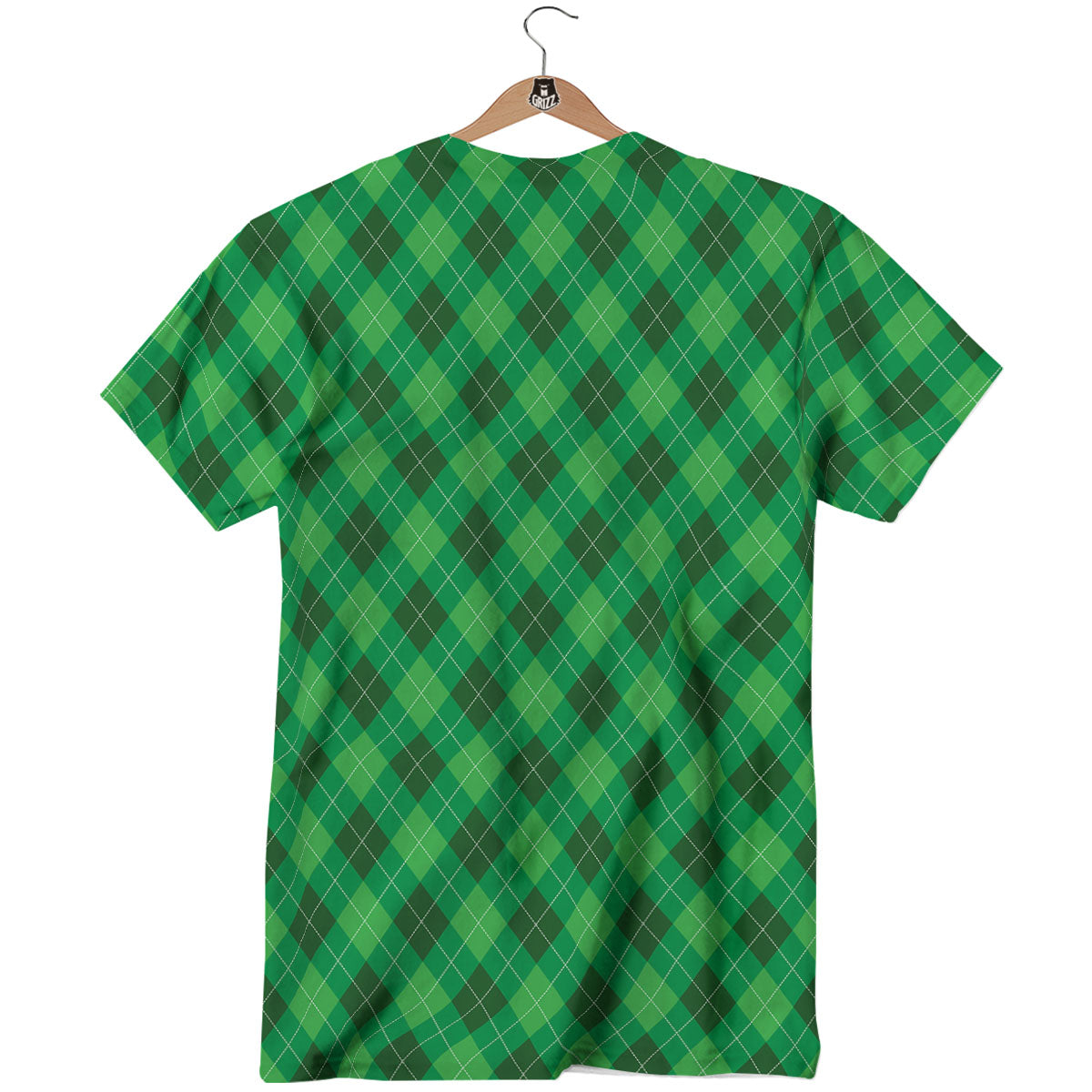 Argyle Green Print Pattern T-Shirt-grizzshop