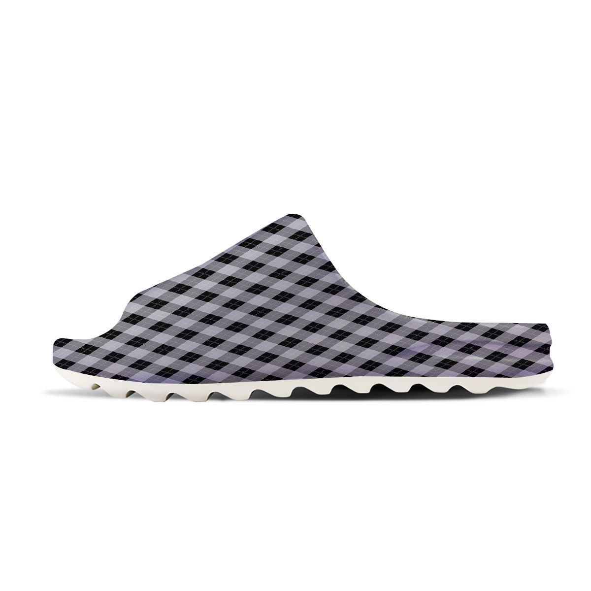Argyle Grey And Black Print Pattern Sandals-grizzshop