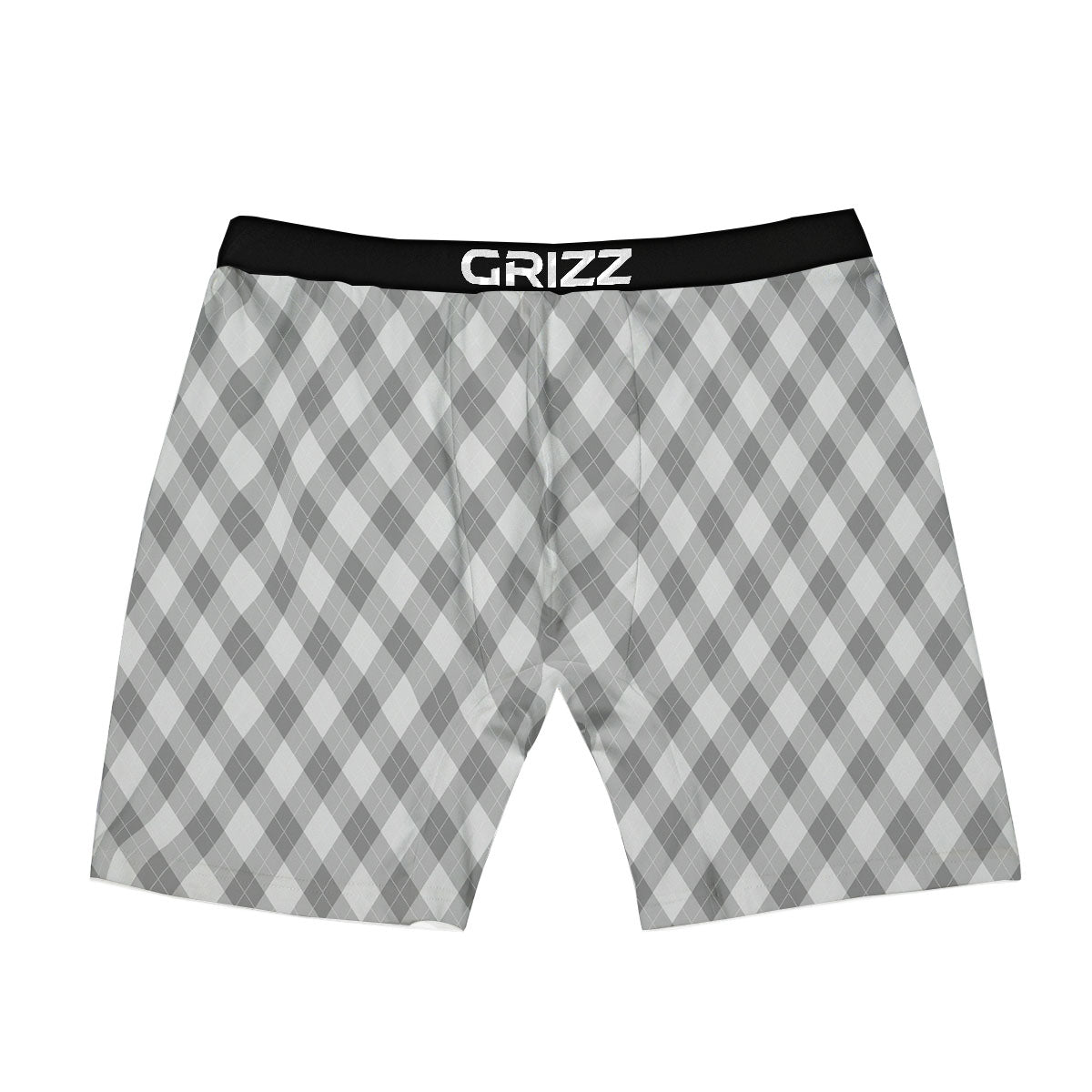 Argyle Grey Print Pattern Boxer Briefs-grizzshop