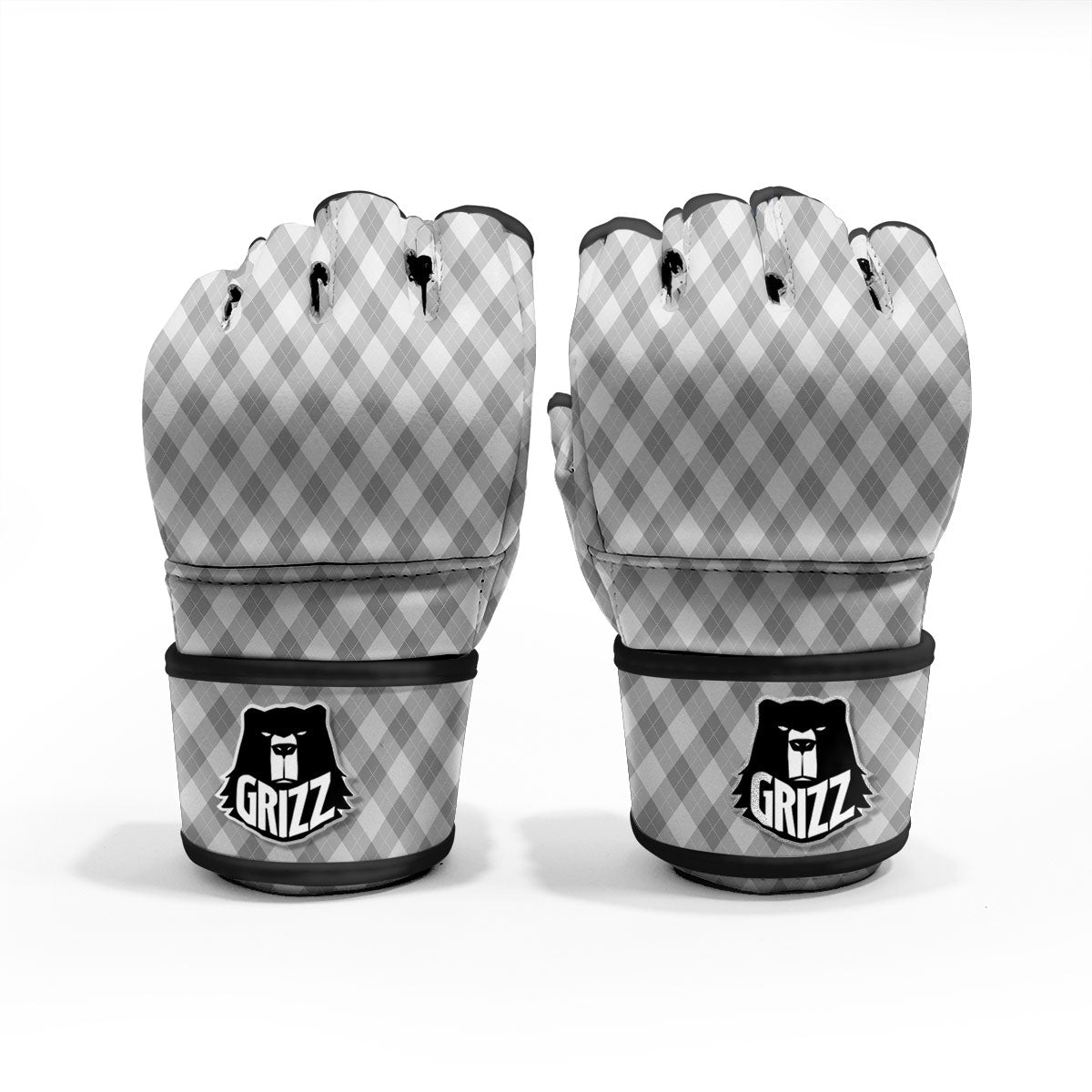 Argyle Grey Print Pattern MMA Gloves-grizzshop