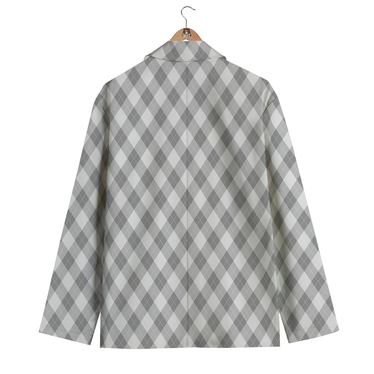 Argyle Grey Print Pattern Men's Blazer-grizzshop