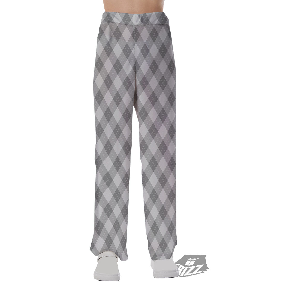Argyle Grey Print Pattern Pajama Pants-grizzshop