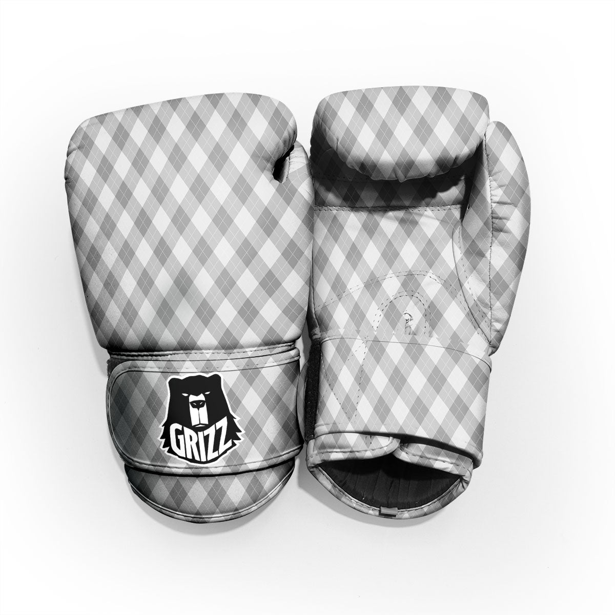 Argyle Grey Print Pattern Sparring Gloves-grizzshop
