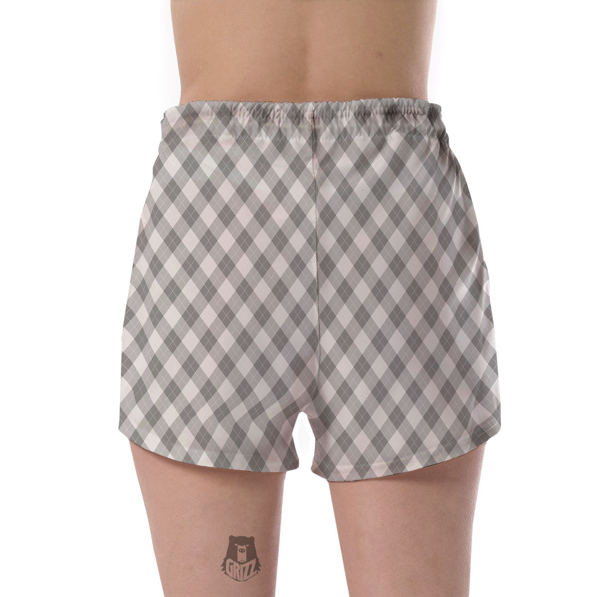 Argyle Grey Print Pattern Women's Shorts-grizzshop