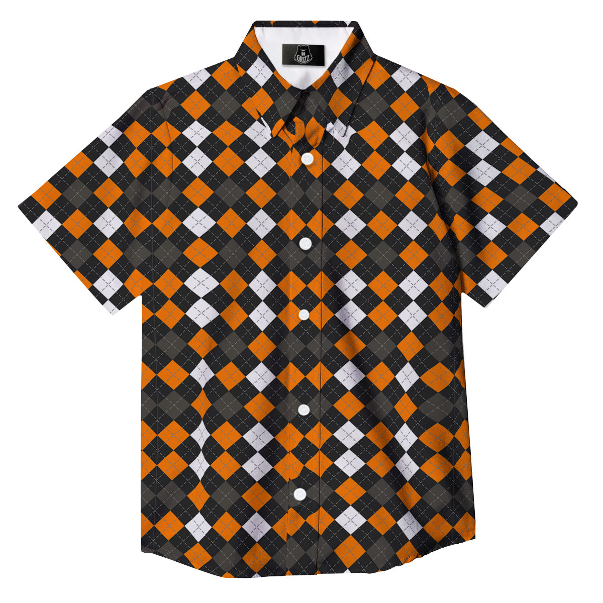Argyle Halloween Print Pattern Button Up Shirt-grizzshop