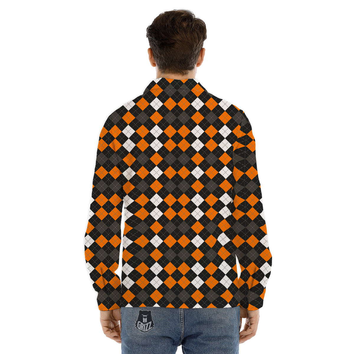 Argyle Halloween Print Pattern Men's Dress Shirts-grizzshop