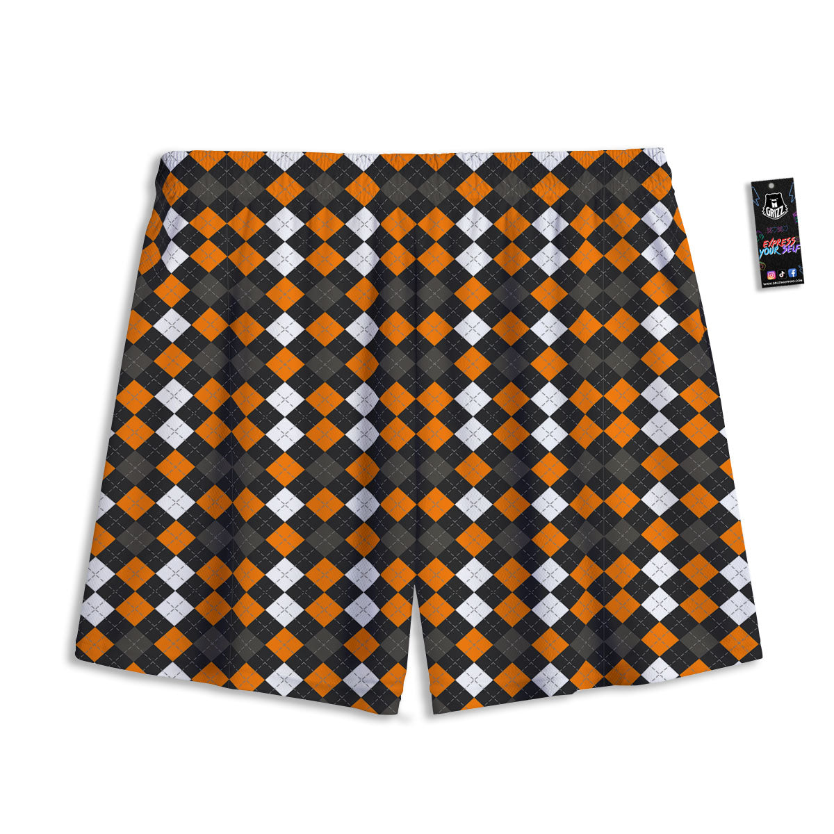 Argyle Halloween Print Pattern Mesh Shorts