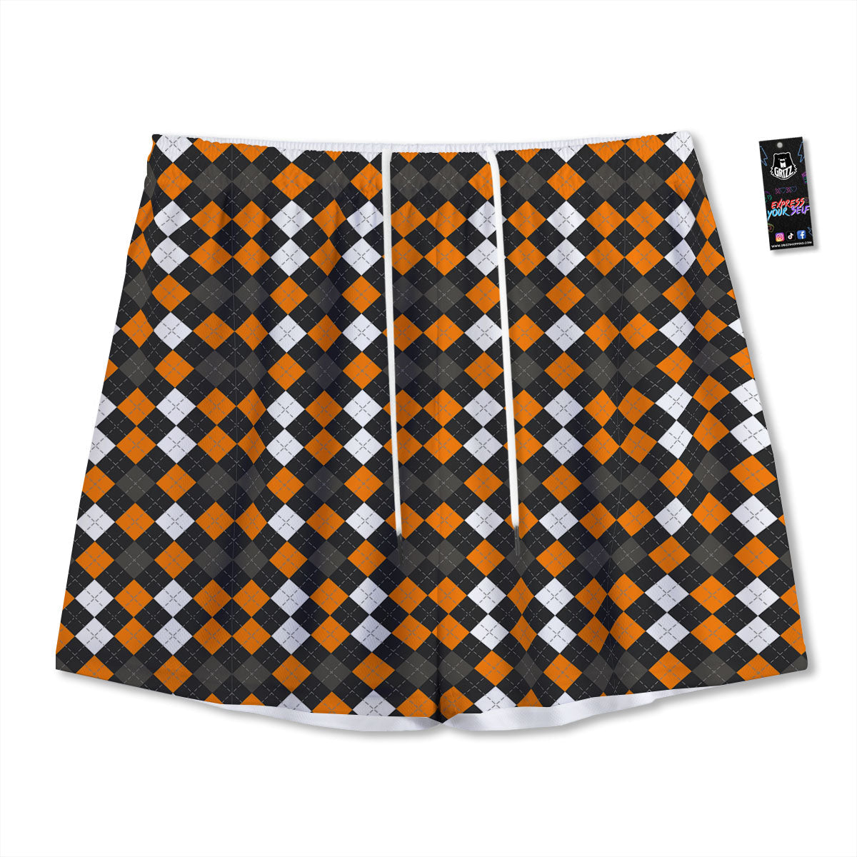 Argyle Halloween Print Pattern Mesh Shorts