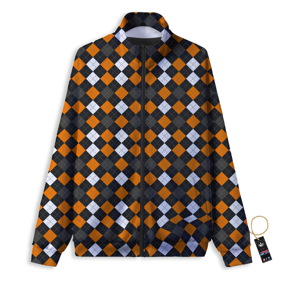 Argyle Halloween Print Pattern Track Jacket-grizzshop