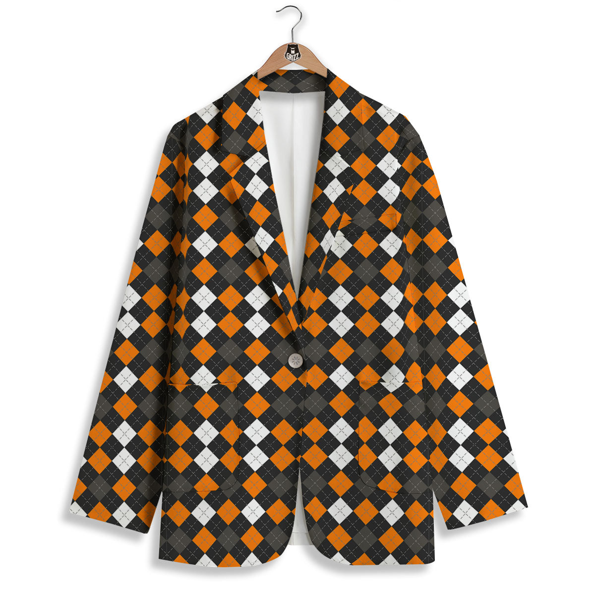 Argyle Halloween Print Pattern Women's Blazer-grizzshop