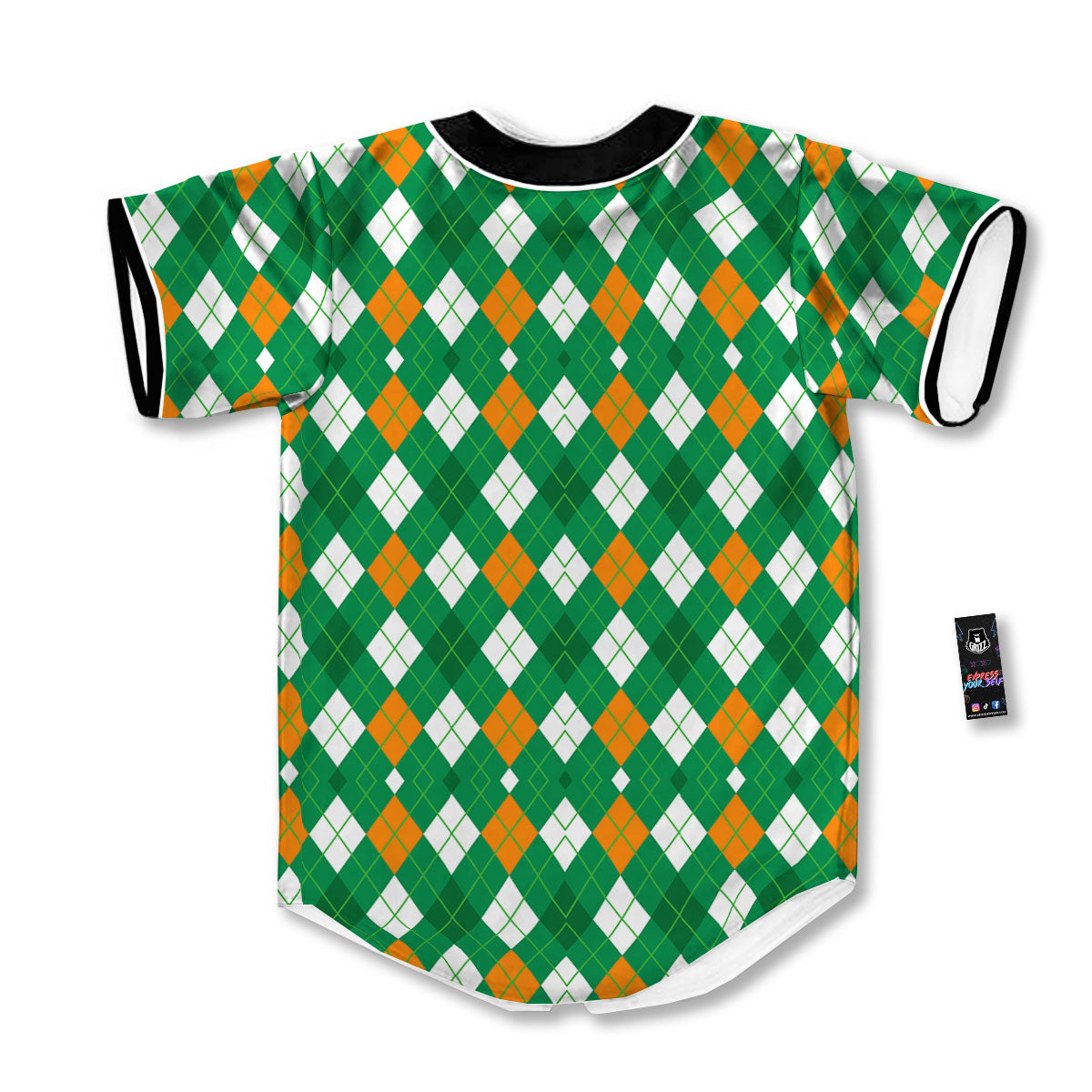 Argyle Irish Print Pattern Baseball Jersey-grizzshop