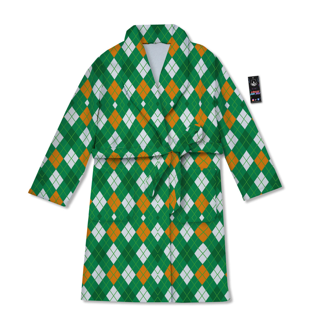 Argyle Irish Print Pattern Bathrobe-grizzshop