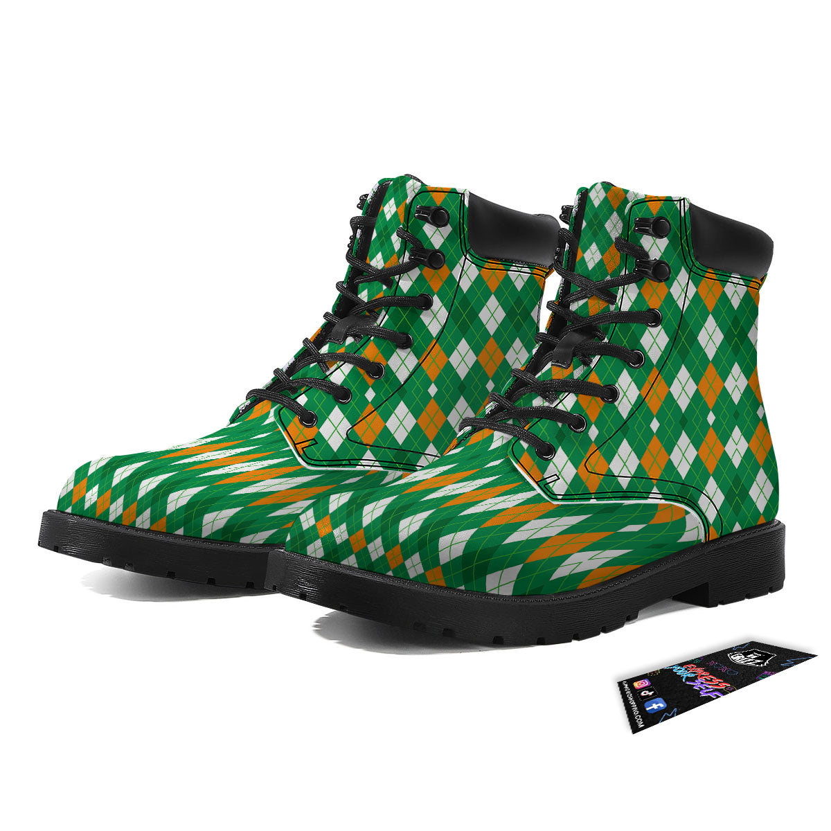 Argyle Irish Print Pattern Boots-grizzshop