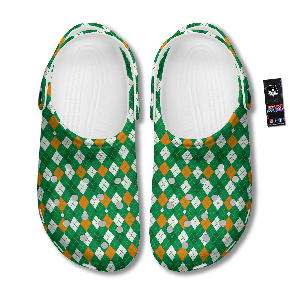 Argyle Irish Print Pattern Clog-grizzshop