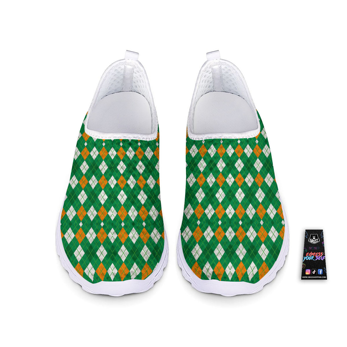 Argyle Irish Print Pattern Nurse Shoes-grizzshop