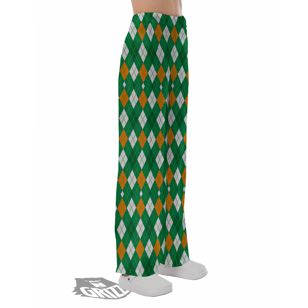 Argyle Irish Print Pattern Pajama Pants-grizzshop