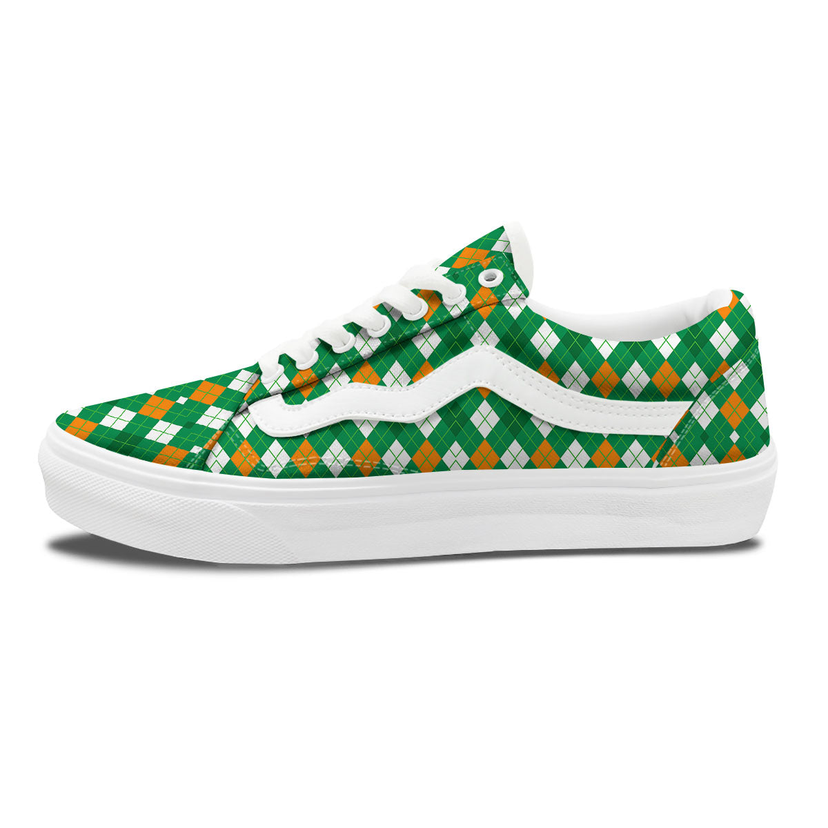 Argyle Irish Print Pattern Skate Shoes-grizzshop