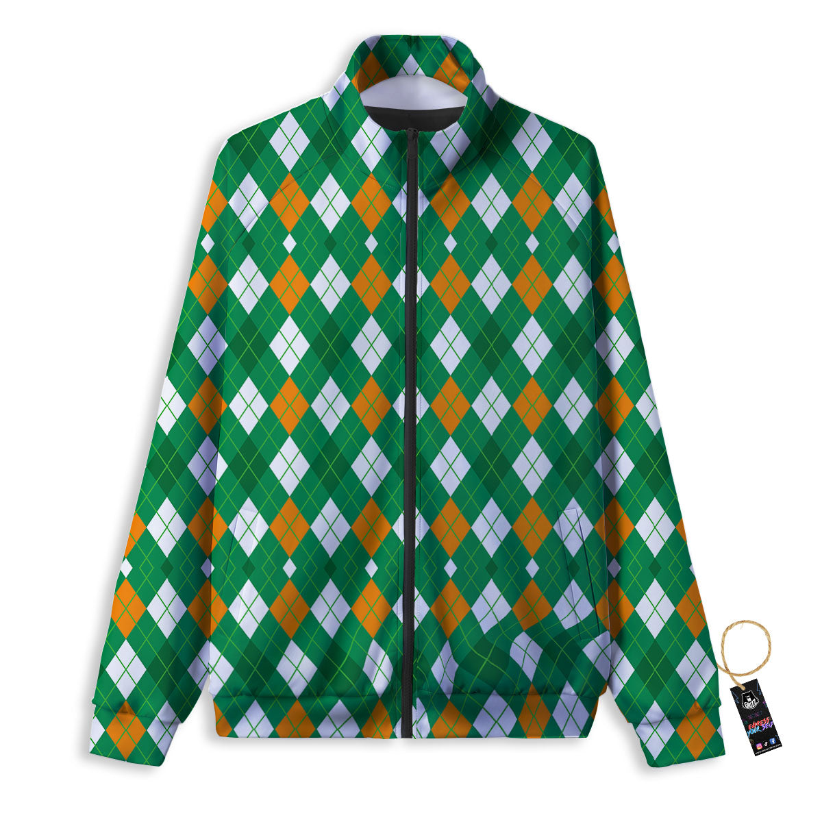 Argyle Irish Print Pattern Track Jacket-grizzshop