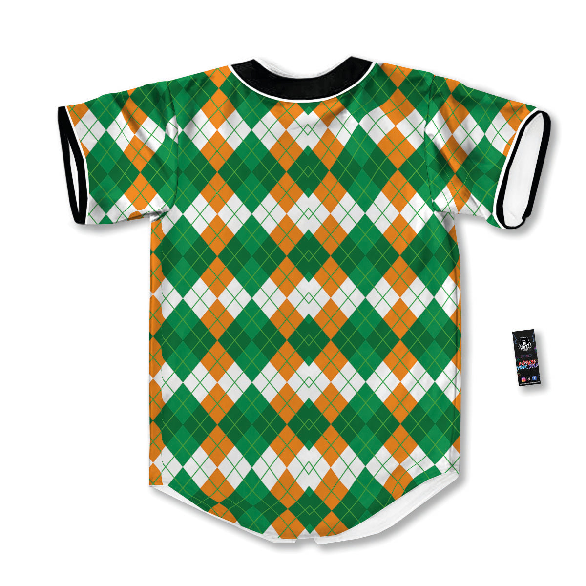 Argyle Irish Themed Print Pattern Baseball Jersey-grizzshop