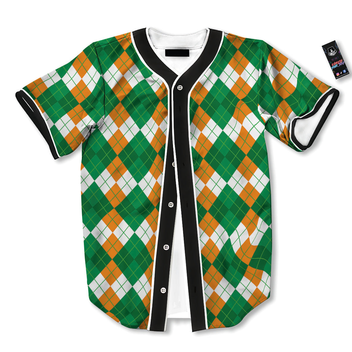 Argyle Irish Themed Print Pattern Baseball Jersey-grizzshop