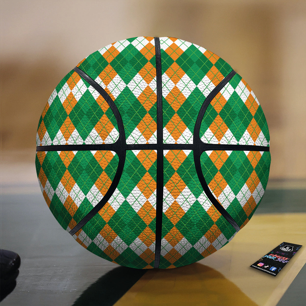 Argyle Irish Themed Print Pattern Basketball-grizzshop