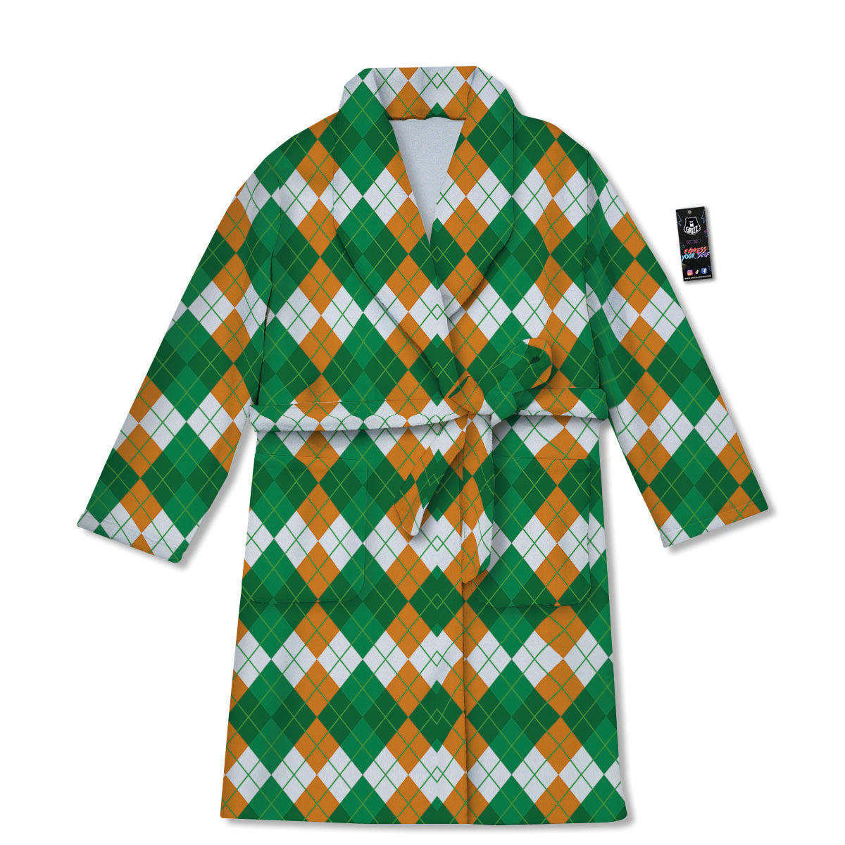 Argyle Irish Themed Print Pattern Bathrobe-grizzshop