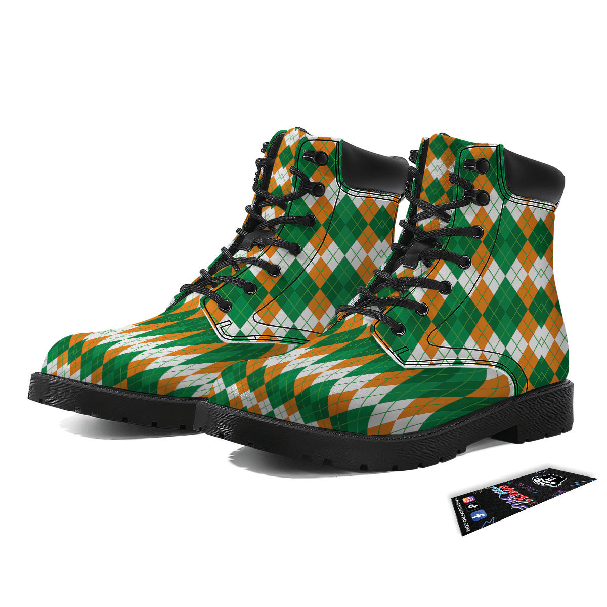 Argyle Irish Themed Print Pattern Boots-grizzshop