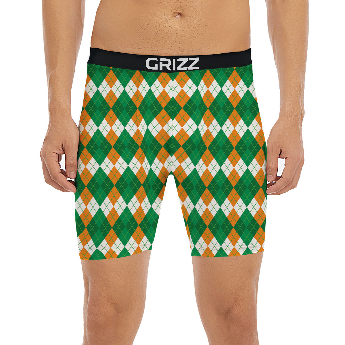 Argyle Irish Themed Print Pattern Boxer Briefs-grizzshop