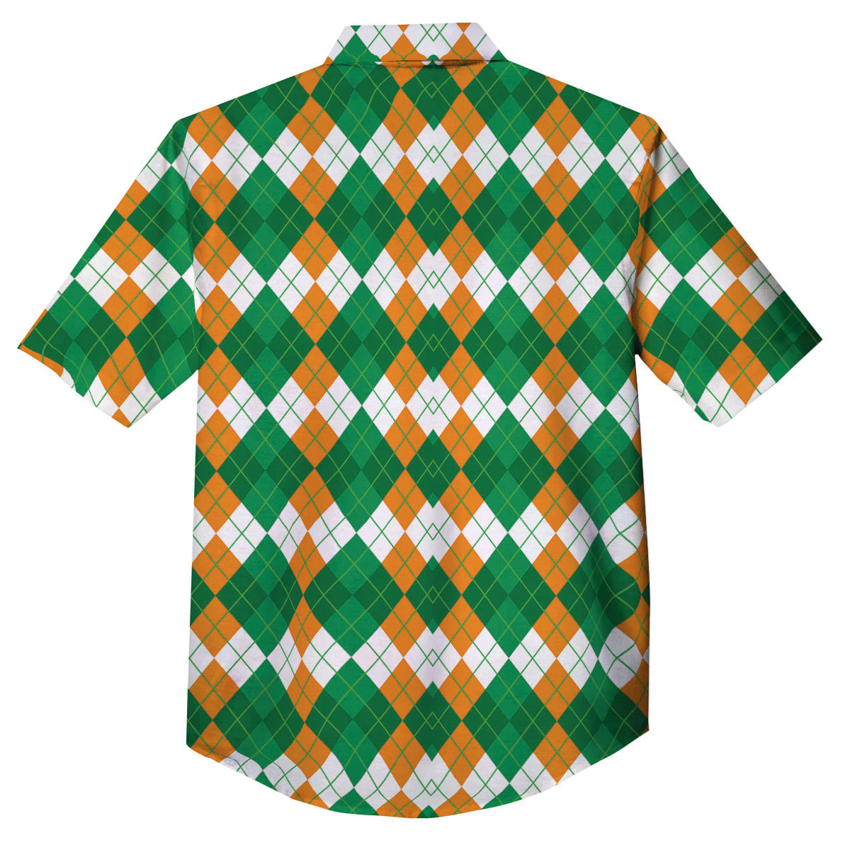Argyle Irish Themed Print Pattern Button Up Shirt-grizzshop