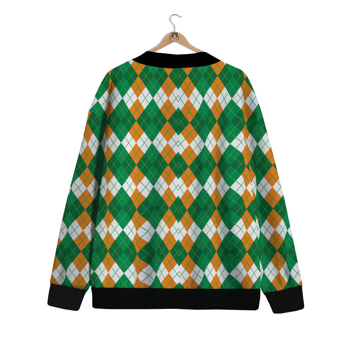 Argyle Irish Themed Print Pattern Cardigan-grizzshop