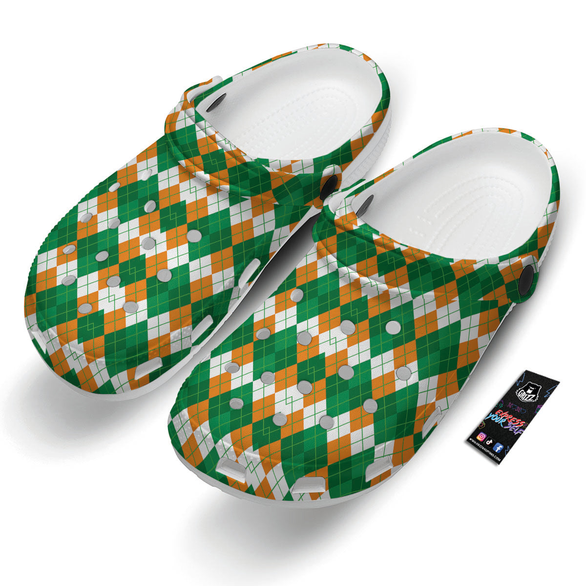 Argyle Irish Themed Print Pattern Clog-grizzshop