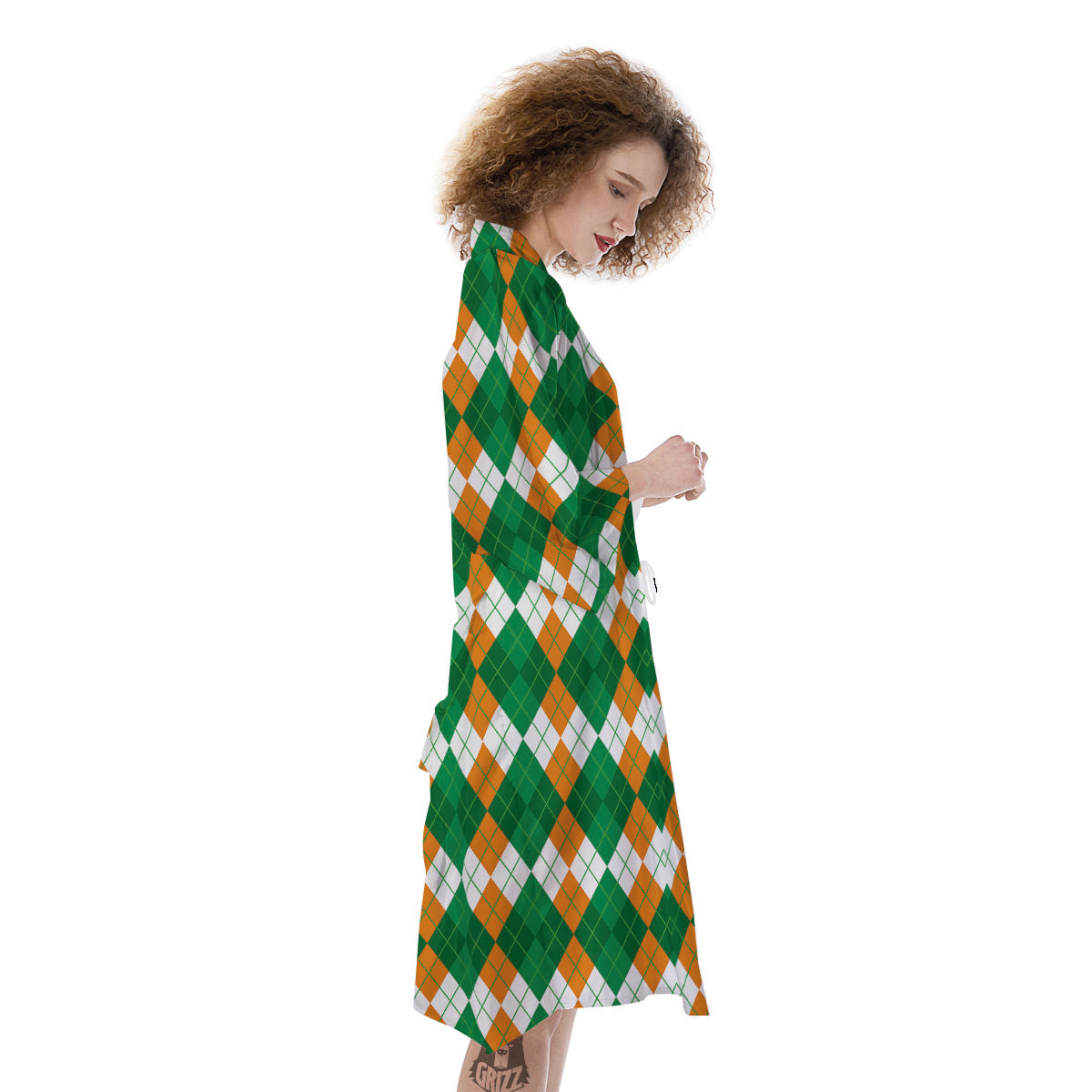 Argyle Irish Themed Print Pattern Kimono-grizzshop