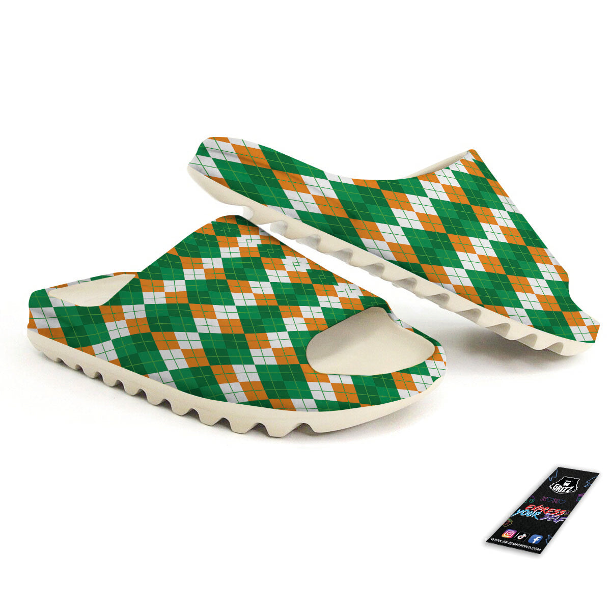 Argyle Irish Themed Print Pattern Sandals-grizzshop